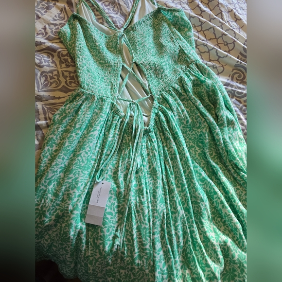 American Eagle Mint Green & White Floral Back-Tie Romper - NWT Size XXL - Picture 4 of 6